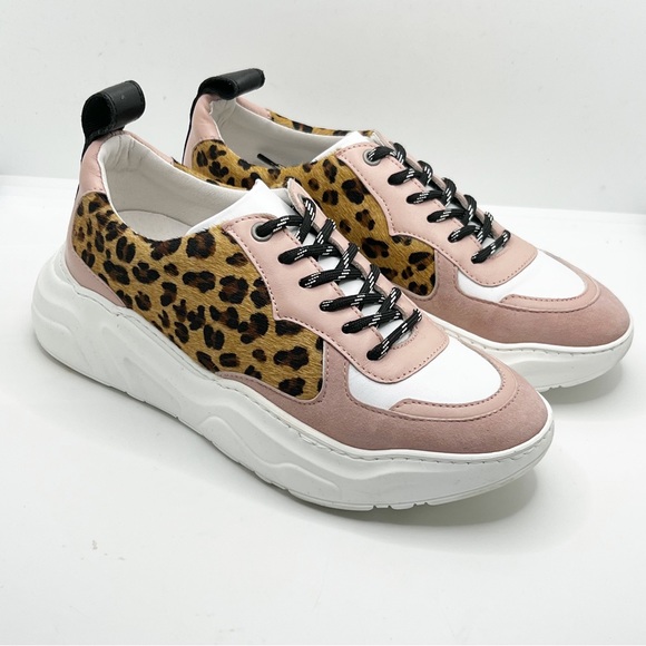 Hush Bennett Trainers Pony Hair Leopard Print Pink& White Size 36 UK 3 - Picture 4 of 9